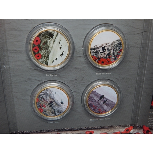 72 - WWI/WWII Poppy Collection Comprising 16 Crown Sized Coins Contained in Four Albums