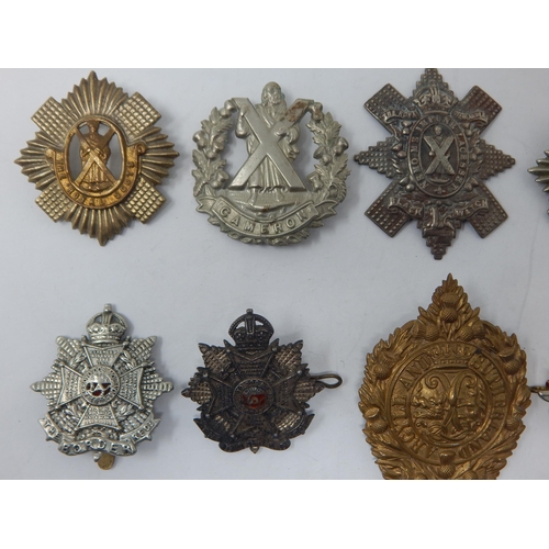 91 - A Collection of Military Badges to Include: Seaforth Highlanders, The Royal Scots (2), The Border Re... 