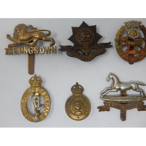 94 - A Collection of Military Badges to Include: The Kings Own, Worcestershire Regiment, Royal Corps of S... 