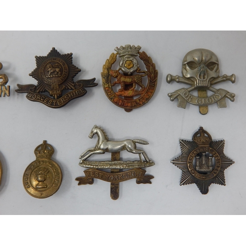 94 - A Collection of Military Badges to Include: The Kings Own, Worcestershire Regiment, Royal Corps of S... 