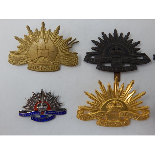 98 - Australian Military Badges Including a Sterling Silver & Enamel Military Forces Badge (8)