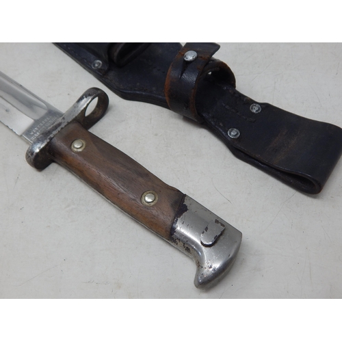 337 - WWI German Bayonet by Weyersberg Kirschbaum with Fullered Blade in Leather Scabbard: Measuring 41cm ... 