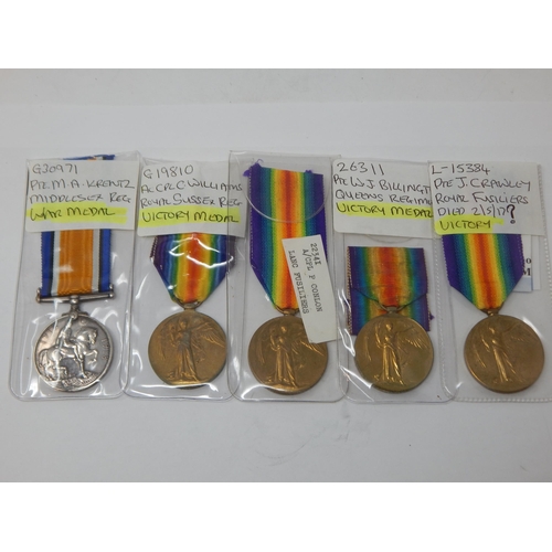 124 - WWI War & Victory Medals Awarded & Edge Named to: G30971, PTE. M. A. KRENTZ. MIDDLESEX REGIMENT, 223... 