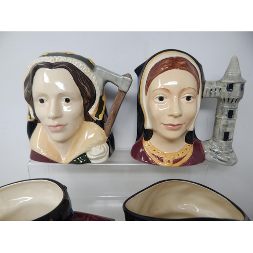 433 - Royal Doulton: Set of 6 Large Character Jugs: The Six Wives of Henry VIII