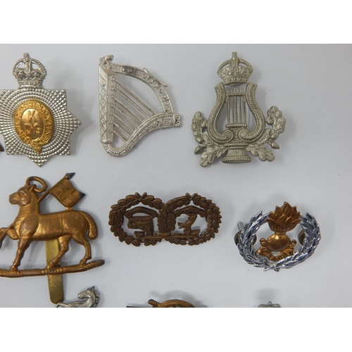129 - Military Cap Badges Including Queen Regiment, Royal Artillery, Argyle & Sutherland etc