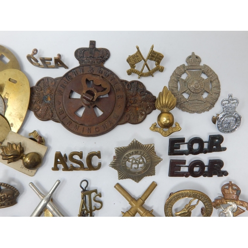 143 - Quantity of Military Cap Badges, Shoulder Badges & Collar Badges