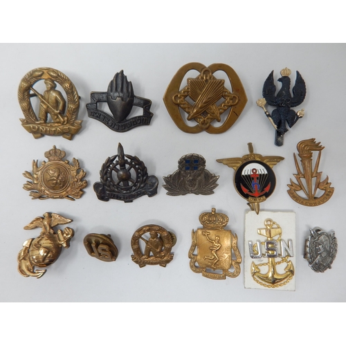 146 - Various World Cap Badges Including Free French, South Africa & Belgium