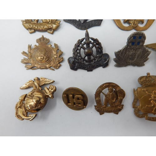 146 - Various World Cap Badges Including Free French, South Africa & Belgium