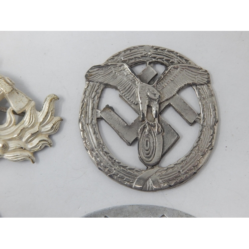 147 - Various WWII German Cap Badges, Dog tag etc