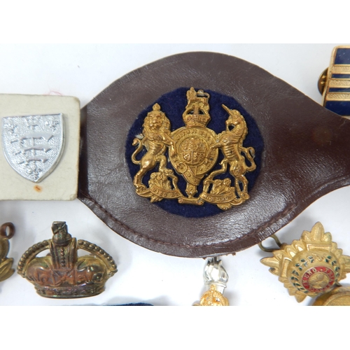 148 - Various Military Shoulder badges, Cap Badges, Artillery Belt Buckle