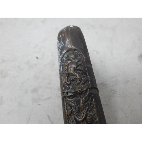 170 - Indonesian Kris Dagger & Scabbard. Very Sharp Snaked Blade with Ornate Scabbard & Hilt. Length 50cm ... 