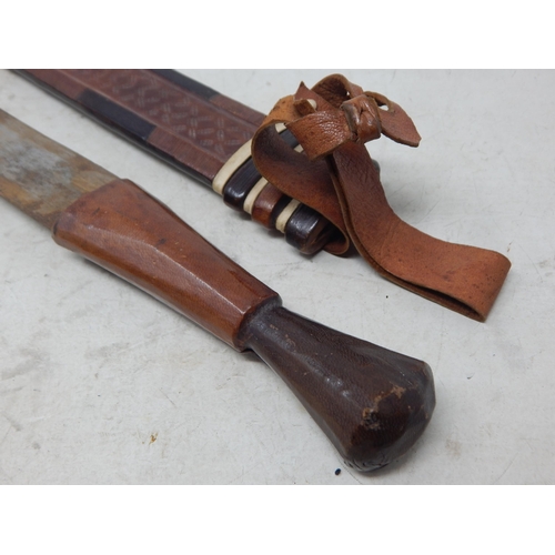 181 - Boer War Lance Head in Leather Cover together with an African Dagger in Scabbard