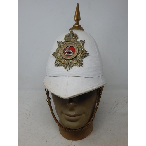 215 - British Warwickshire regiment Helmet with Chin Strap. Note: Customers must satisfy themselves prior ... 