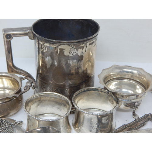 151 - A Quantity of Hallmarked Silver Scrap Including a Gorham Silver Tankard: Gross weight 332g