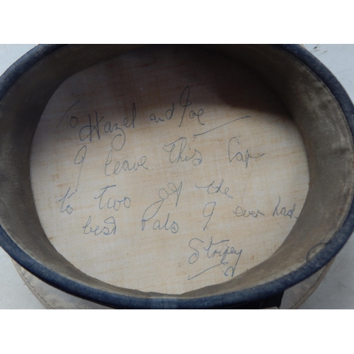 235 - H.M.S Victory Sailors Cap with Interior Written Message 