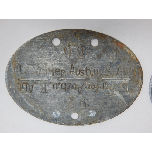 377 - WWII German Erkennungsmarke (Identification Tag): this was the standard-issue German military identi... 