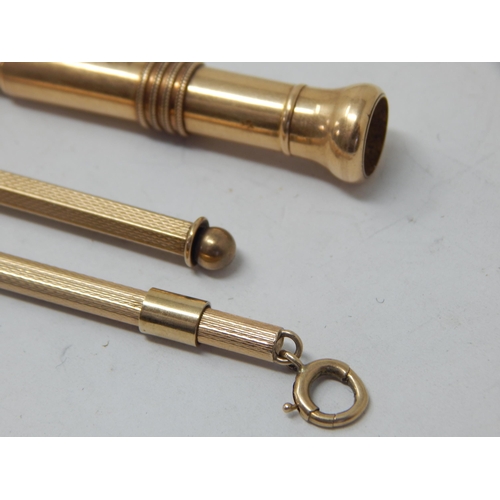 47 - 9ct Gold Hallmarked swizzel stick gross weight 3.40g; another tests 9ct (unhallmarked) weight 5.13g;... 