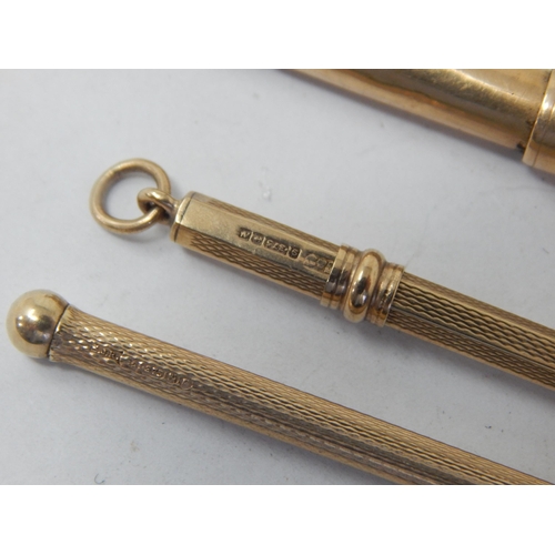 47 - 9ct Gold Hallmarked swizzel stick gross weight 3.40g; another tests 9ct (unhallmarked) weight 5.13g;... 