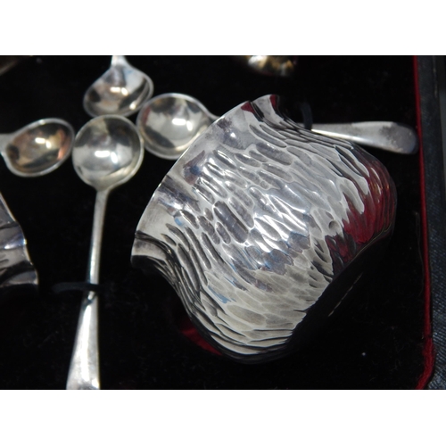 55 - Victorian Set of Silver Plated salts and spoons housed in Payne & Co case.