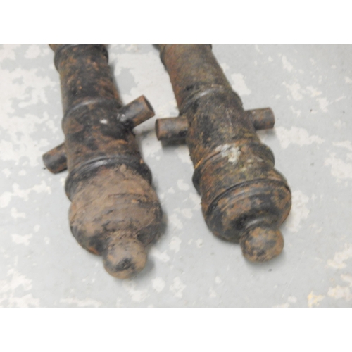 462 - A Pair of 19th Century Cast Iron Cannons, Length 56cm