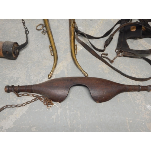 469 - A Pair of 19th Century Horse Hains, other Horse related Items, a yoke etc