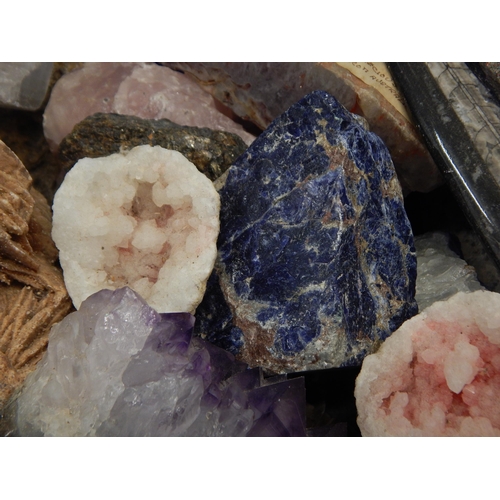 477 - A Box containing a quantity of mineral specimens including Blue John, Agates etc