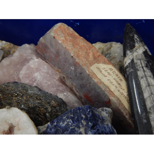 477 - A Box containing a quantity of mineral specimens including Blue John, Agates etc