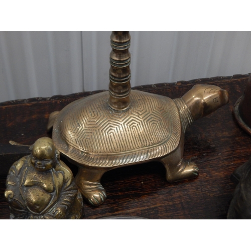 482 - 19th Century Tortoise shop/counter bell, Darren Bread & Worthington advertising items, bronze Shakes... 