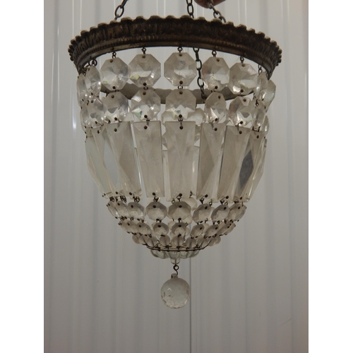 484 - A Bag Chandelier (complete) together with a large Hurricane Lamp