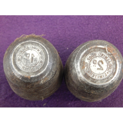 486 - A Set of 5 Cast Iron Token Dies by Jardill, Leeds for Co-Op, Godalming 1/2d, 1d & 2d