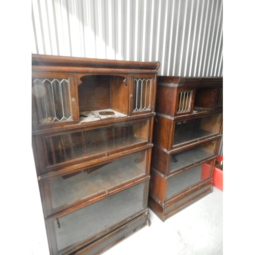 490 - A Pair of Four Section Globe Wernicke Glass Fronted Bookcases: Each Measuring 87cm wide