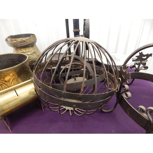 494 - A Quantity of Assorted Metalware Including a large Set of Shop Scales & a Game Hanger etc