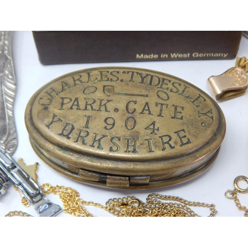 11 - Charles Tydesley of Yorkshire 1904 vintage box, twinned with a large selection of costume jewellery,... 