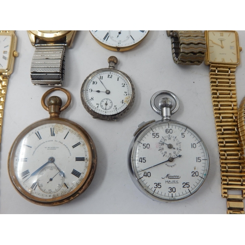 3 - Collection of 5 x Wristwatches, 4 Pocket Watches, Old Watch Faces, etc... (Lot)