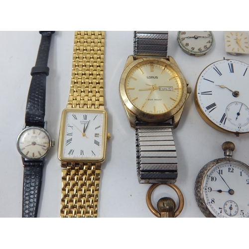 3 - Collection of 5 x Wristwatches, 4 Pocket Watches, Old Watch Faces, etc... (Lot)