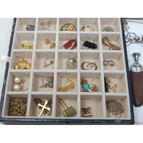 52 - Gold coloured pocket watch, a large selection of costume jewellery, gold coloured items, etc (lot)