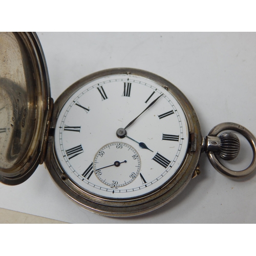 53 - Sterling Silver Full Hunter Pocket watch London 1908 in case; small silver pocket watch and a pair o... 