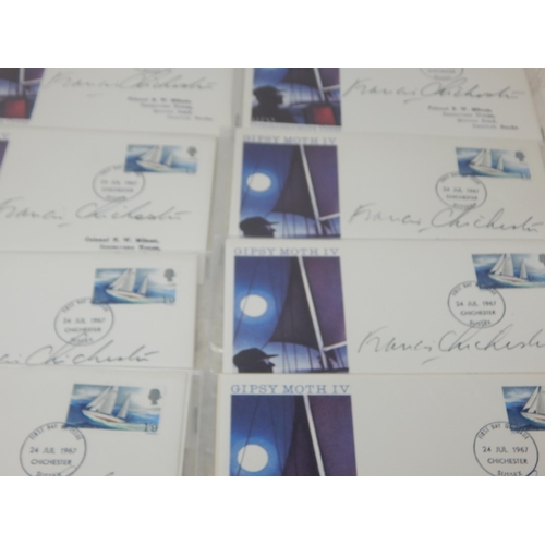 57 - Hoard of 12 x vintage signed Sir Francis Chichester covers