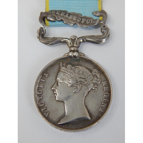 399A - Queen Victoria Crimea Medal Awarded & Edge Named to: T. HESSON. 4TH REGIMENT with Sebastopol Clasp