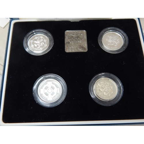 65 - Royal Mint Silver Proof One Pound Collection (4) in Case of Issue with COA's together with two Silve... 