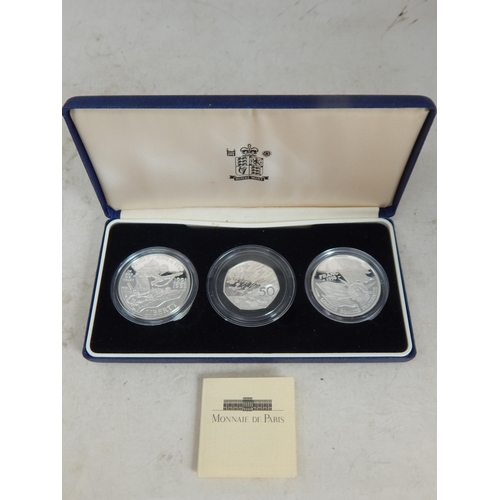 68B - Royal Mint Silver Proof D-Day Commemorative Crown Sized Coins Great Britain, France & United States ... 