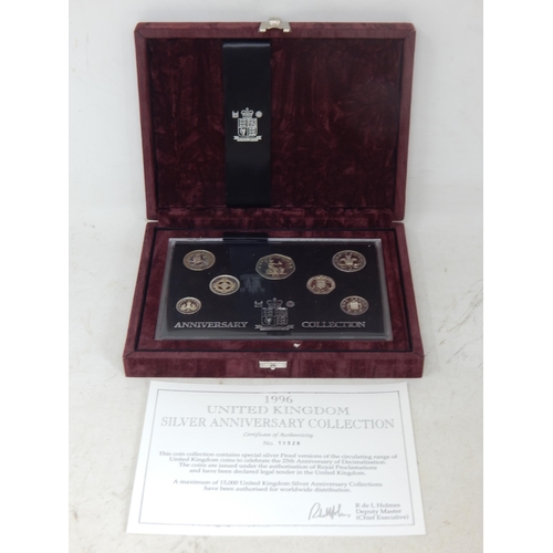 68E - Royal Mint 1996 UK Silver Anniversary Collection in Case of Issue with COA