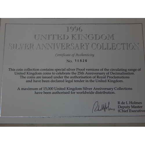 68E - Royal Mint 1996 UK Silver Anniversary Collection in Case of Issue with COA