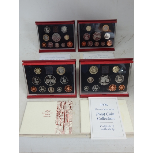 68F - Royal Mint UK Proof Coin Collections 1996, 1997 (2), 1998 in Case of Issue (4)