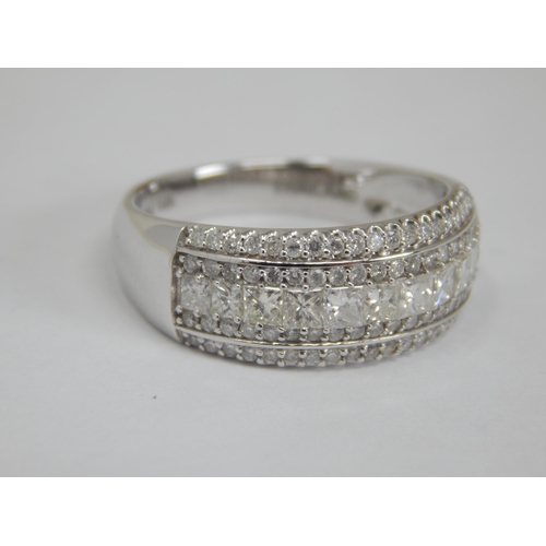 270 - 14ct White Gold Ring Set with Five Rows of Diamonds , Total Diamond Weight 1.04cts, Colour H-I, S1-2... 