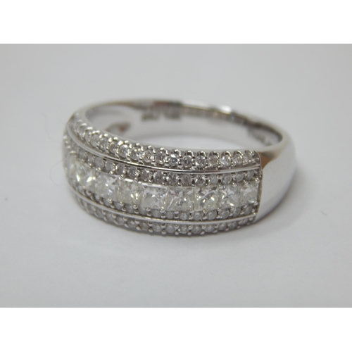 270 - 14ct White Gold Ring Set with Five Rows of Diamonds , Total Diamond Weight 1.04cts, Colour H-I, S1-2... 