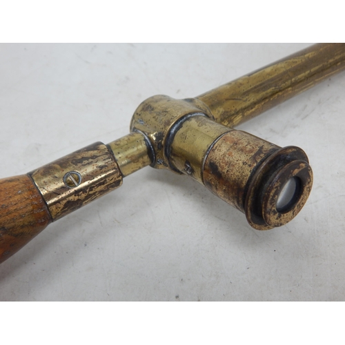 398D - WWII Brass Trench Periscope with wooden handle