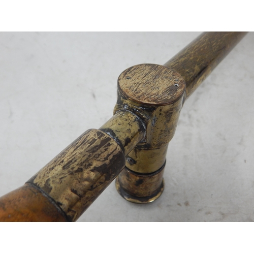 398D - WWII Brass Trench Periscope with wooden handle