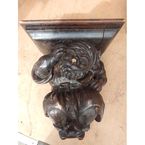 508 - 19th Century Carved Oak Bracket: Height 40cm