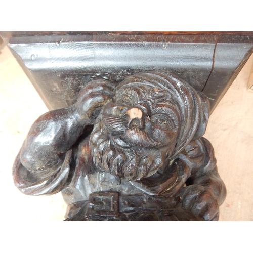 508 - 19th Century Carved Oak Bracket: Height 40cm